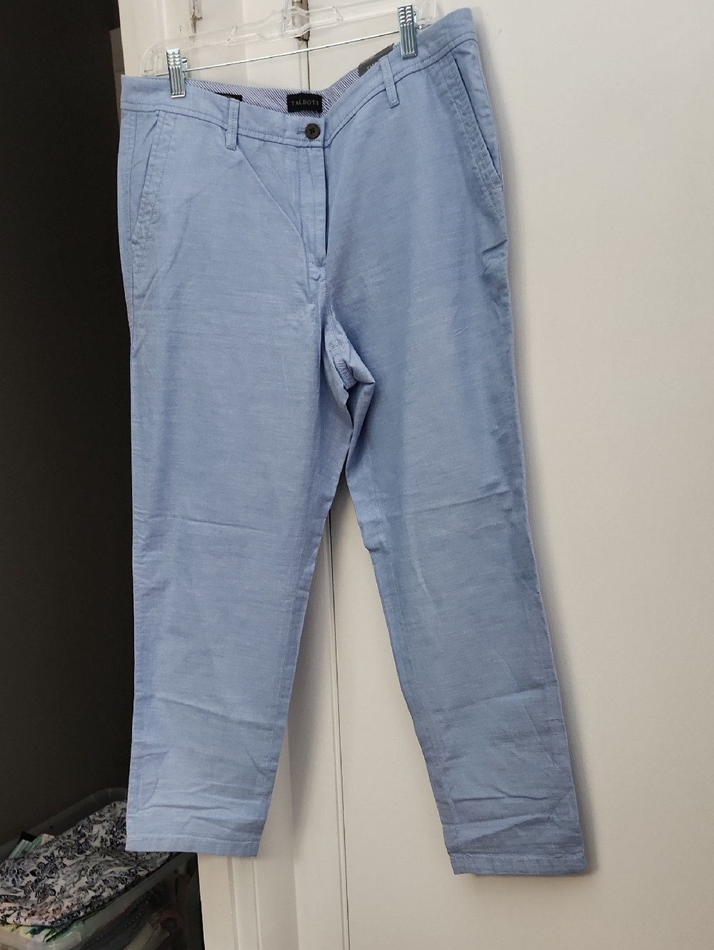 Talbots Light Blue Cotton-Blend Relaxed Chino Pants